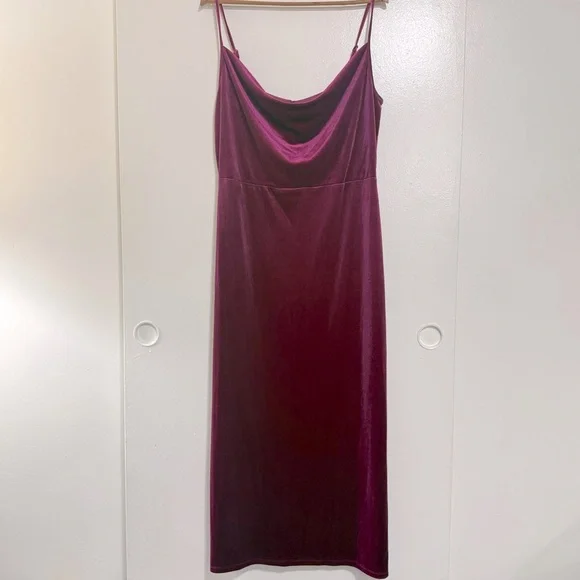 Taylor Velvet Pink Slip Dress with Elegant Draped Neck Women’s Size 16 - Picture 2 of 10